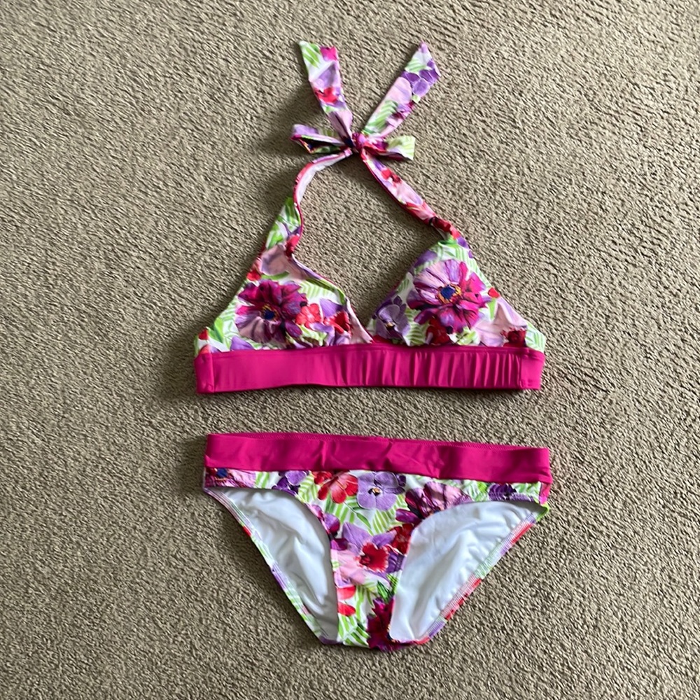Land's End 2 piece pink floral